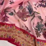 Multicolour Pure kora digital print handwoven banarasi saree