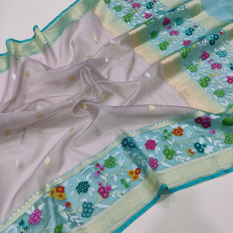 Pure Kora Silk Handwoven Banarasi Saree