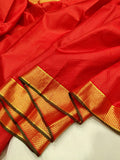 Red colour Pure Katan Silk Handwoven Banarasi Saree