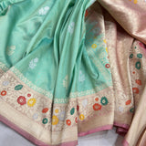 Pastel Green Color Pure Katan Silk Handwoven Banarasi Saree