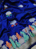 Royal blue Colour Pure Katan Silk Handwoven Banarasi Saree