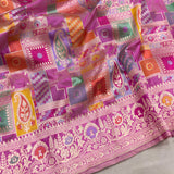 Lavender colour pure katan silk handwoven banarasi rangkat saree