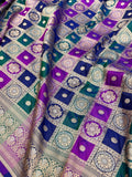 Multicolor Pure Katan Silk Handwoven Banarasi Saree