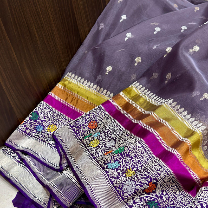 Pure kora Handwoven Banarasi saree