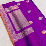 Dual shade pure katan silk Handwoven banarasi saree