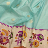Sky blue Colour Pure Kora Silk Handwoven Banarasi Saree