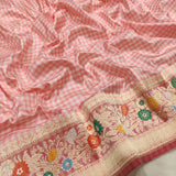 Pink colour pure katan silk handwoven banarasi saree