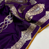 Purple colour pure katan silk Handwoven banarasi saree