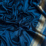 Peacock colour pure katan silk Handwoven banarasi saree