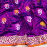 Dual shade pure katan silk handwoven banarasi saree