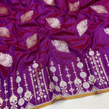 Magenta colour pure katan silk handwoven banarasi saree