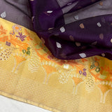 Purple colour pure kora Handwoven banarasi saree