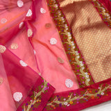 Pure Kora handwoven Banarasi saree