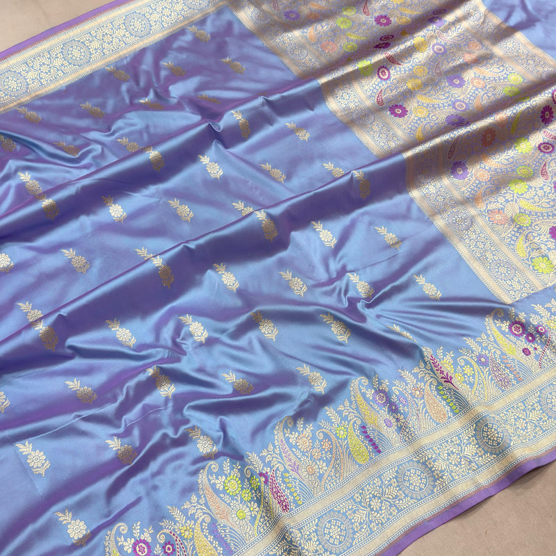 Dual Shade Pure Katan Silk Handwoven Banarasi Saree
