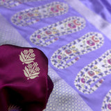Magenta colour pure katan silk Handwoven banarasi saree