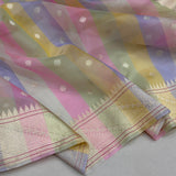 Multicolour pure kora Handwoven banarasi saree