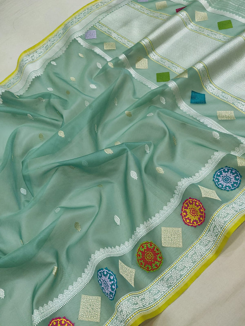 Pure Kora Silk Handwoven Banarasi Saree