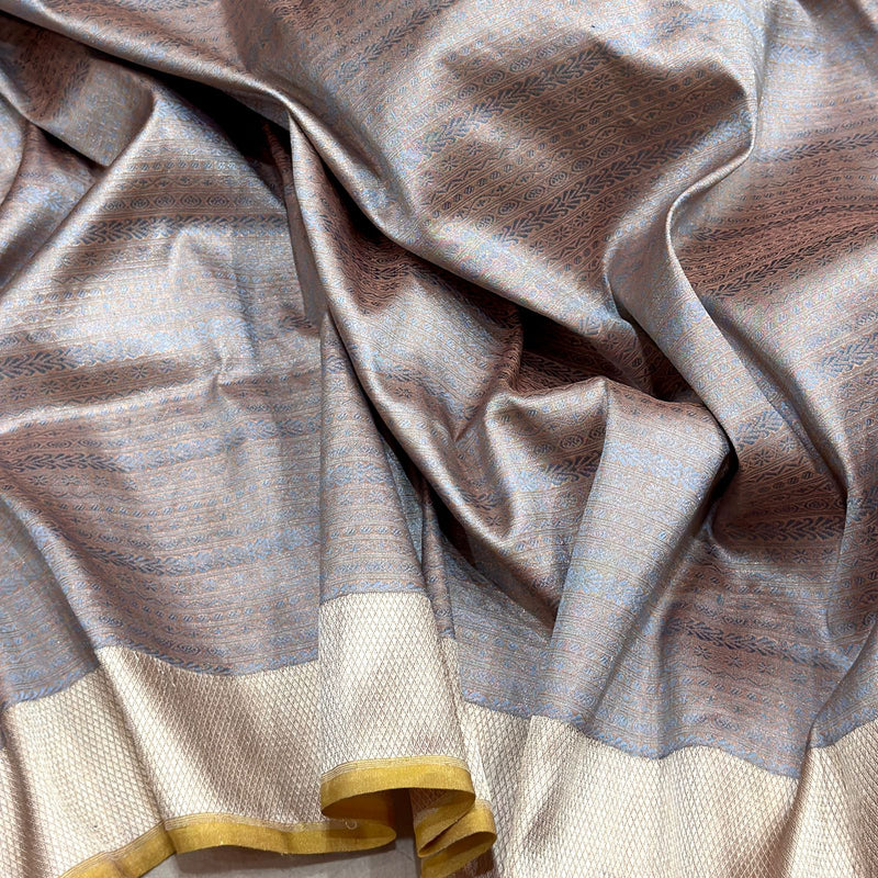 Dual shade pure katan silk Handwoven banarasi Tanchoi saree