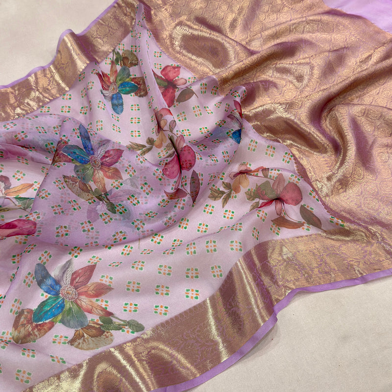 Multicolour pure kora handwoven banarasi saree