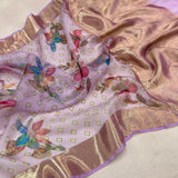 Multicolour pure kora handwoven banarasi saree
