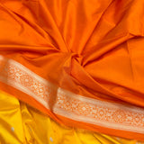 Yellow colour pure Katan silk handwoven banarasi saree