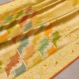 Multicolor Pure Katan Silk Handwoven Banarasi Rangkat Saree
