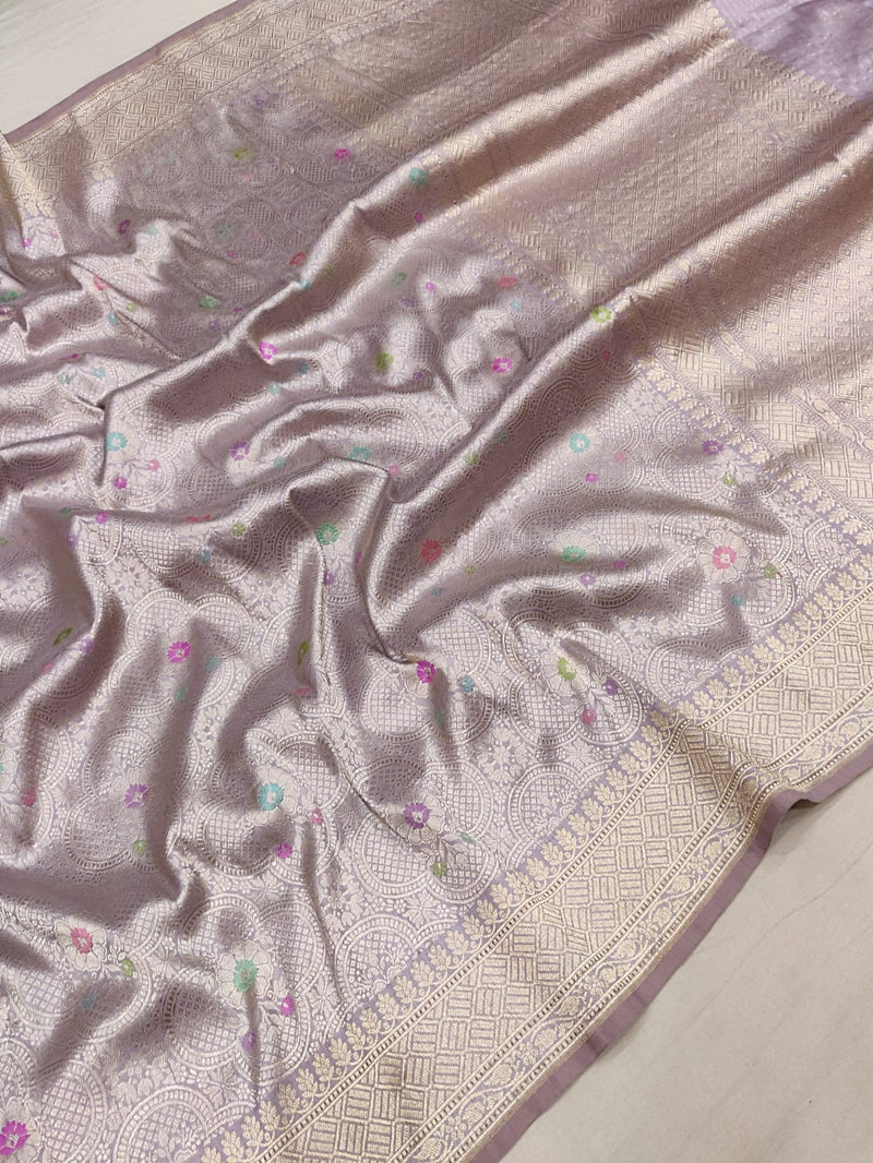 Pure Katan Silk Handwoven Tanchoi Banarasi Saree