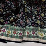 Nevi blue colour pure katan silk Handwoven banarasi saree