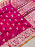 Pink colour pure Katan silk handwoven banarasi saree