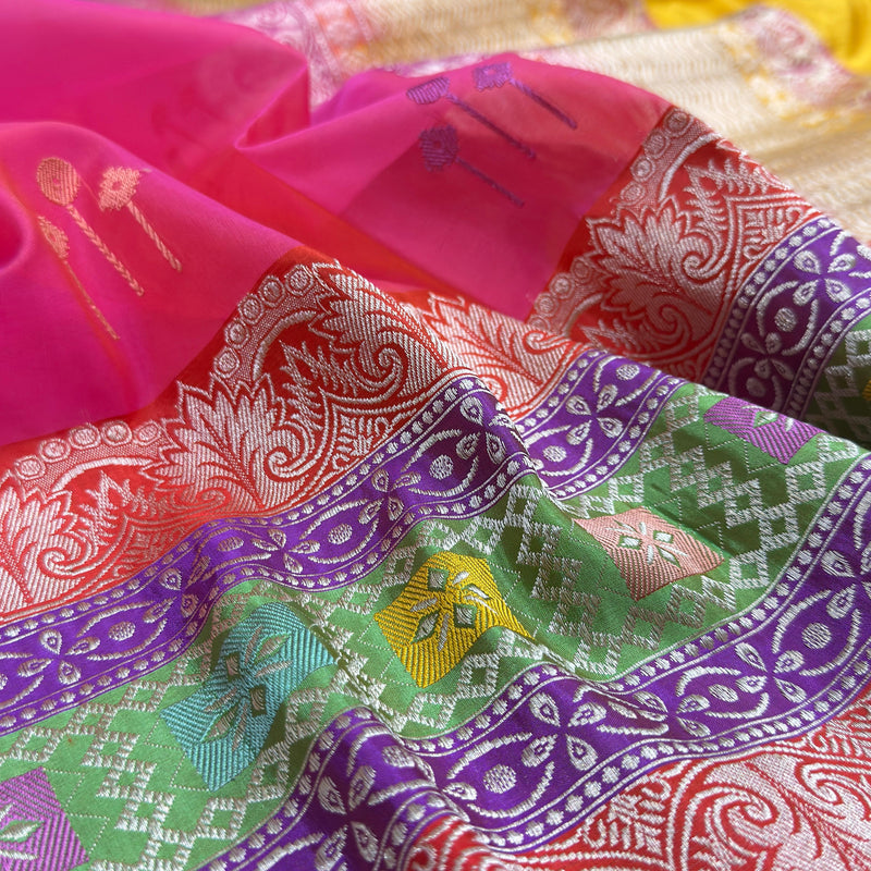 Pure kora Handwoven Banarasi saree