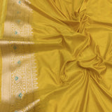Yellow Color Pure Katan silk Handwoven banarasi rangkat saree