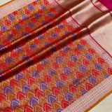 Red colour pure katan silk handwoven banarasi saree