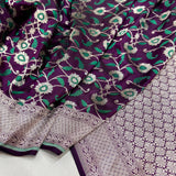 Purple colour pure katan silk Handwoven banarasi saree