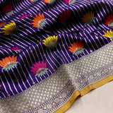 Purple colour pure Katan Silk Handwoven Banarasi Saree