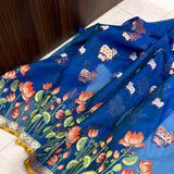 Dual sade pure kora jamdani Handwoven Banarasi saree