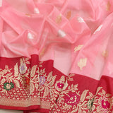 Light pink colour pure kora Handwoven banarasi saree
