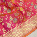 Dual shade pure katan silk Handwoven banarasi saree