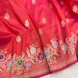 Dual shade pure katan silk Handwoven banarasi saree