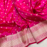 Pink colour pure katan silk handwoven banarasi saree