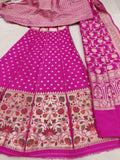 Pink colour Katan silk handwoven banarasi lehenga