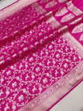 Pink colour pure Katan silk handwoven banarasi saree