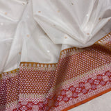 White colour pure Kora handwoven Banarasi saree