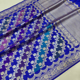 Royal Blue pure katan silk Handwoven banarasi rangkat saree