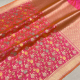 Dual shade pure katan silk Handwoven banarasi saree