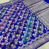 Royal Blue pure katan silk Handwoven banarasi rangkat saree