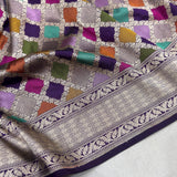Multicolour pure katan silk Handwoven banarasi Rangkat saree