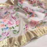 Multicolour pure kora Handwoven Banarasi saree