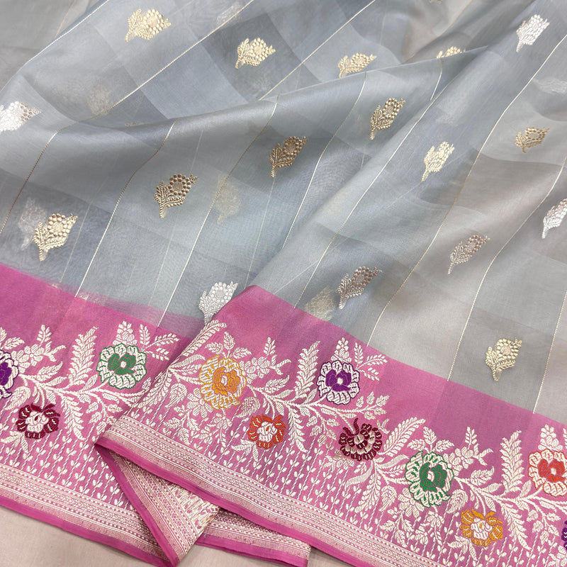 Pure kora Handwoven Banarasi saree
