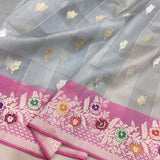 Pure kora Handwoven Banarasi saree