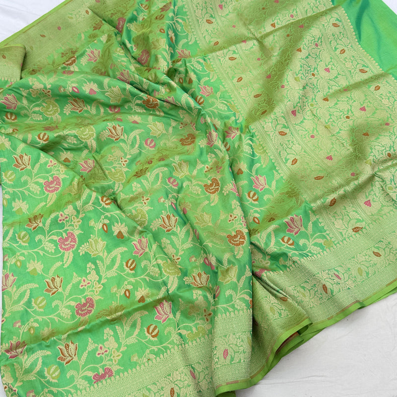 Dual shade pure katan silk Handwoven banarasi saree